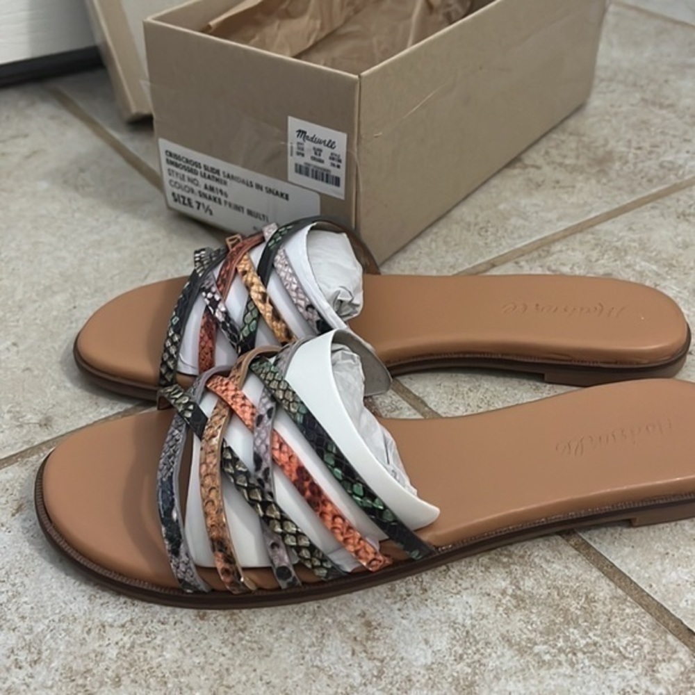 NWT Madewell crisscross slide sandals size 7.5 - Picture 3 of 6